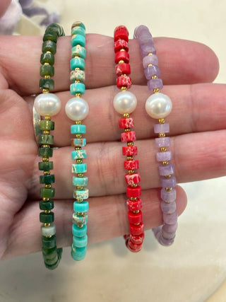 Pearl amongst the rocks bracelet - multiple colours