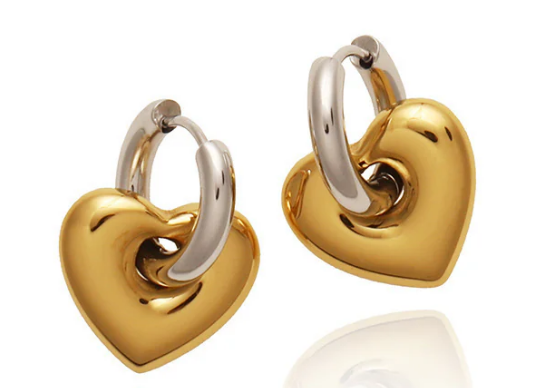 Two tone hearts earrings – Tarnish Proof Jewellery