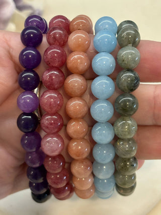 Natural stone, elastic bracelet - multiple colours