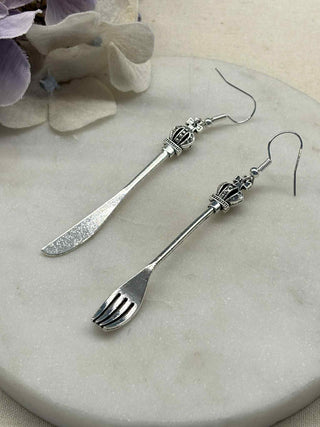 What the fork, knife and spoon earrings