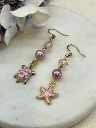 Under the Sea drop earrings - pink love