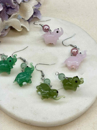 Cute glass elephant earrings