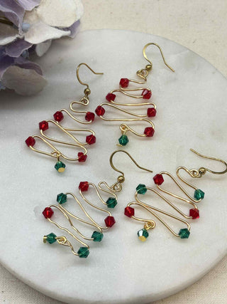 Wire Christmas tree earrings