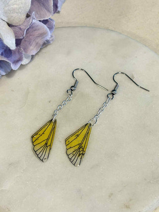 Single butterfly wing - chain on hook earrings