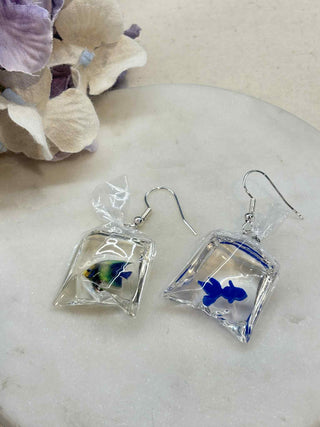 Fish in a bag earring