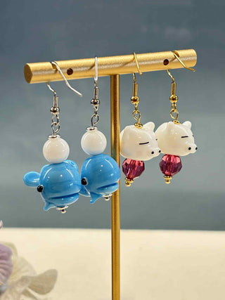 Land and sea glass bead earrings