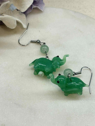Cute glass elephant earrings