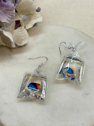 Fish in a bag earring
