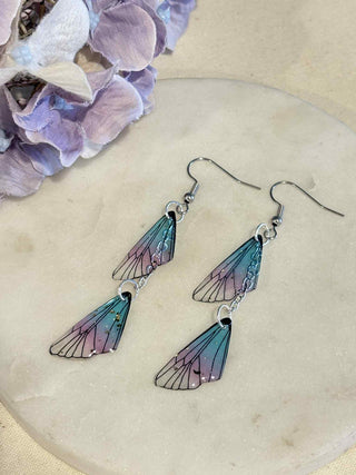 Butterfly wing - chain on hook earrings