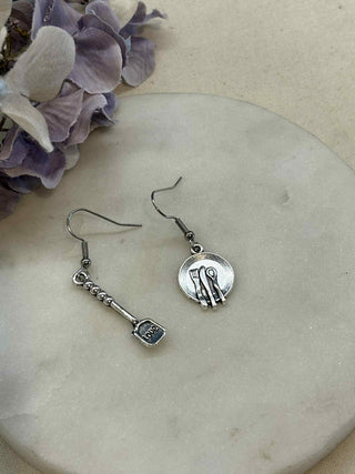 What the fork, knife and spoon small earrings