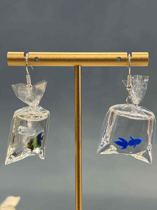 Fish in a bag earring