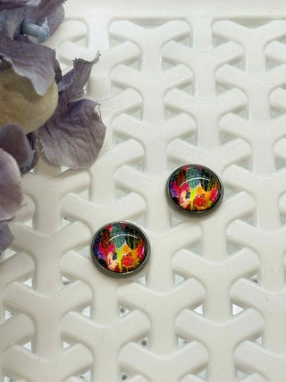Life at its best cabochon stud - happy bunch