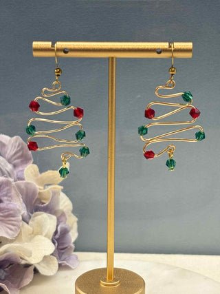 Wire Christmas tree earrings