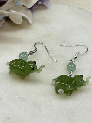 Cute glass elephant earrings