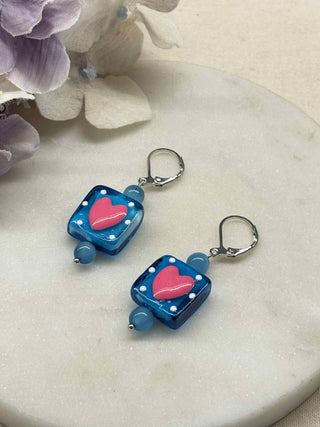 Love all boxed up earrings - hot pink