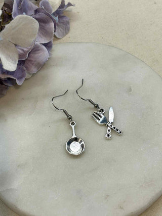 What the fork, knife and spoon small earrings