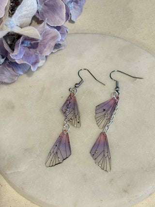 Butterfly wing - chain on hook earrings