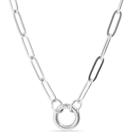 Paperclip Charm Keeper Necklace - 2 lengths (silver)