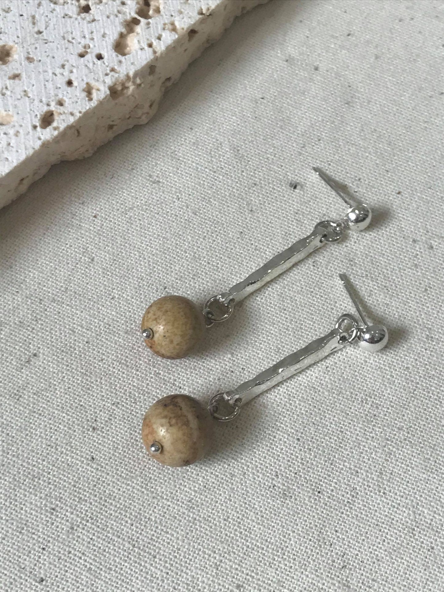Bead and alloy drop earrings