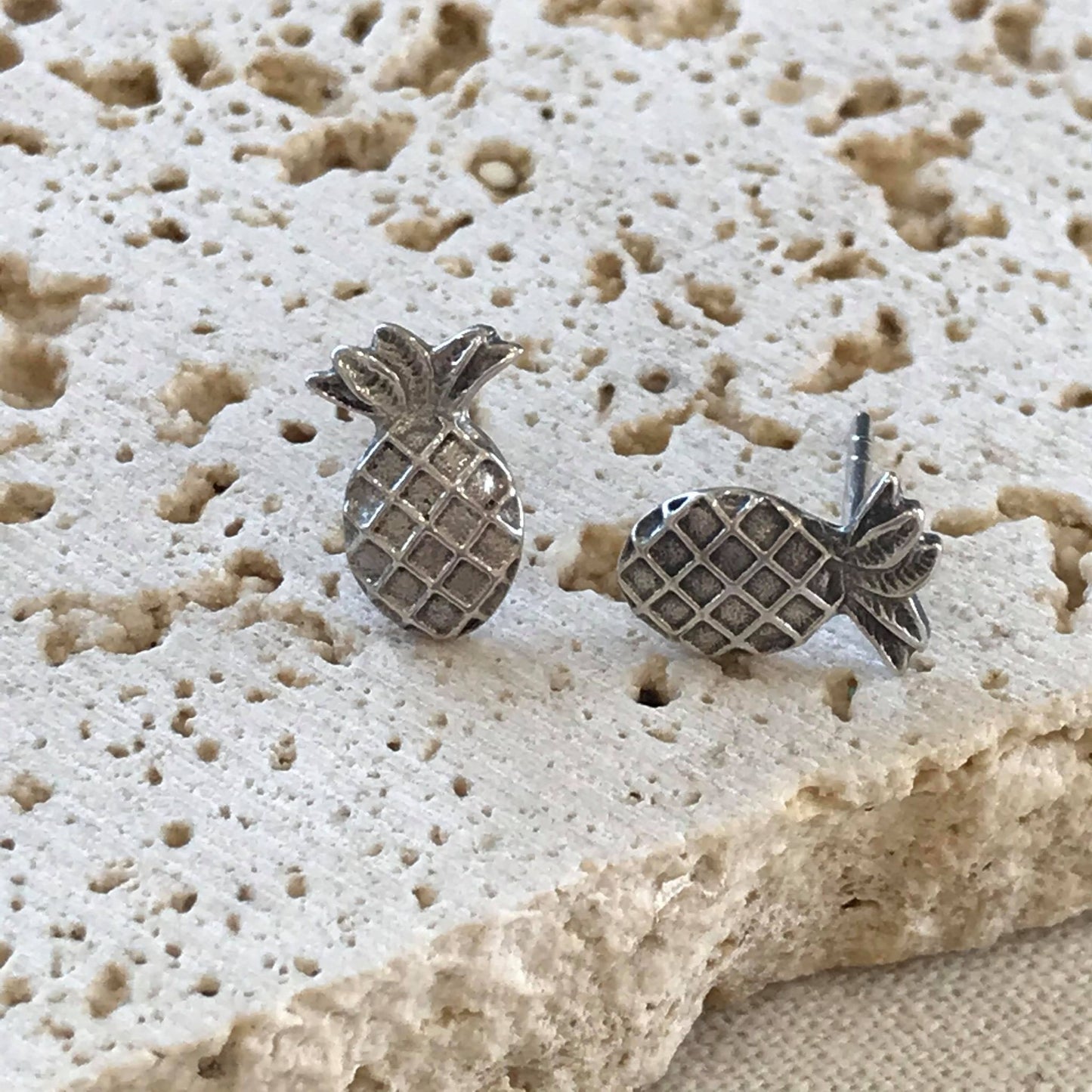 Pineapple silver studs
