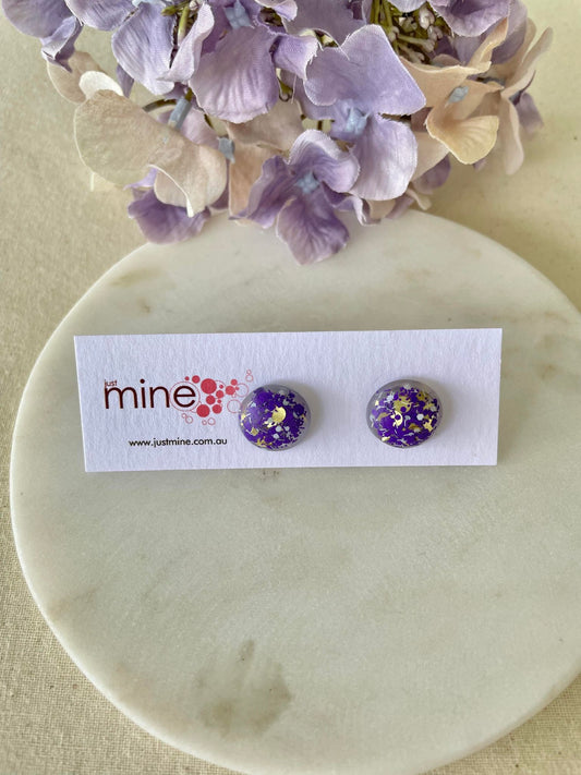 Purple and gold button stud