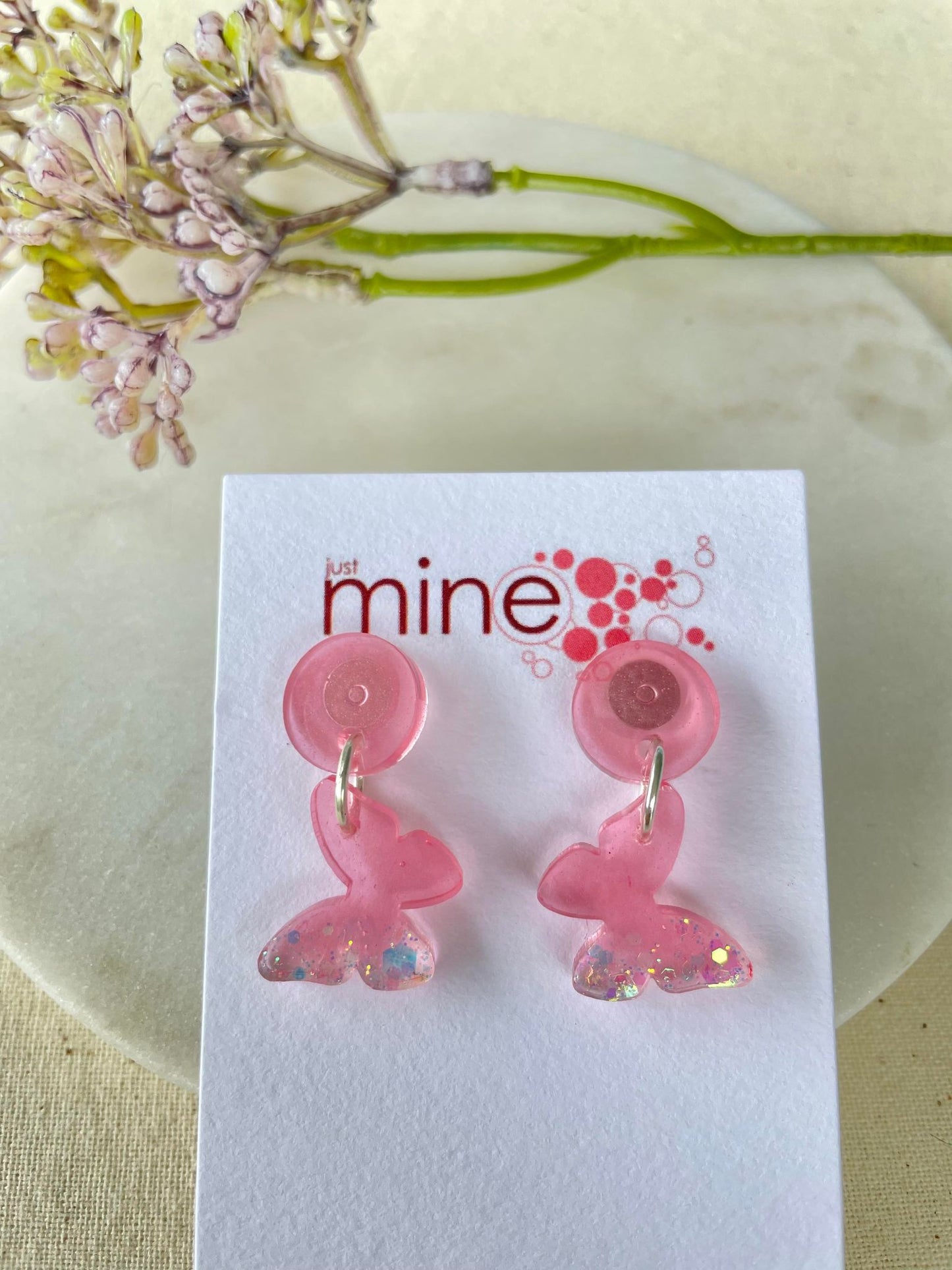 Perfect pink glitter butterfly earrings