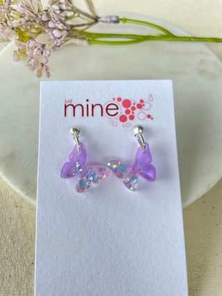 Perfect purple glitter butterfly earrings