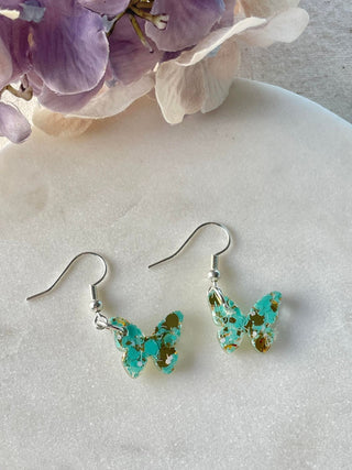 Minty gold glitter butterflies