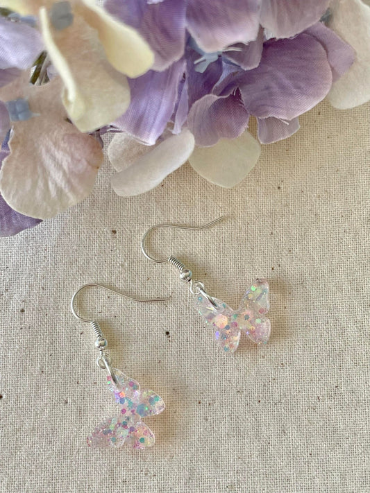 Fairy floss butterflies on hook earrings