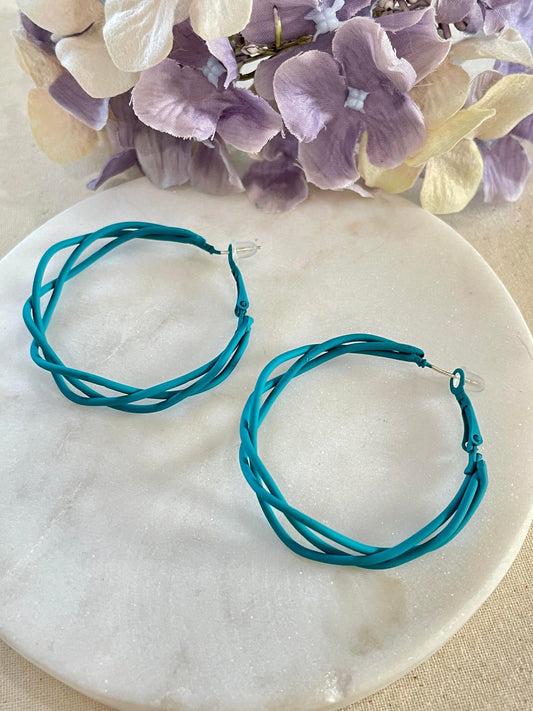 Large neon green triple knotted hoop