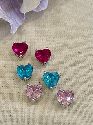 Love heart stud - aqua