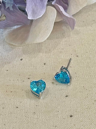 Love heart stud - aqua
