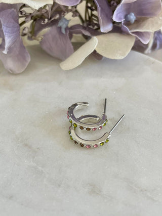 Multi-gem thin hoop - silver