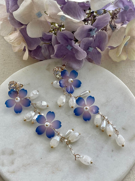 Blue field of flowers stud earrings
