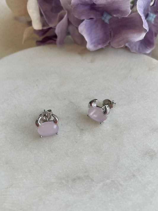 Sterling silver bull studs set with pink body