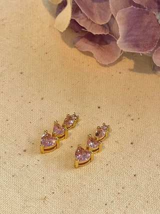 Let your heart shine - pink crystal stud earrings