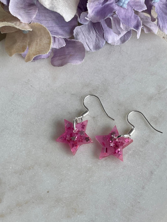 Resin Drop Earrings - Starry Pink