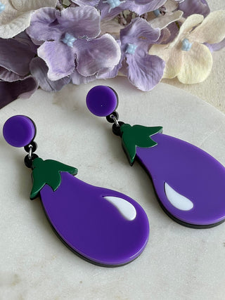 Eggplant earrings