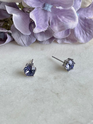 Simple sterling silver stud - pale purple