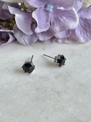 Simple sterling silver stud - black
