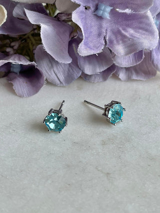 Simple sterling silver stud - ocean blue