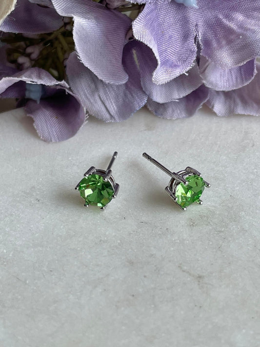 Simple sterling silver stud - olive green