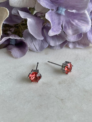Simple sterling silver stud - lotus red