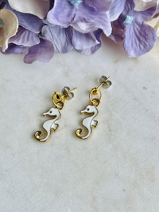 Studded Dangle Earrings - Seahorse