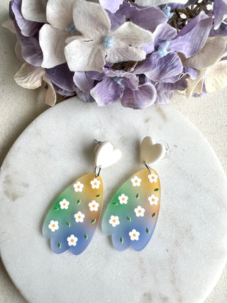 Studded Dangle Earrings - Sunset Daisy