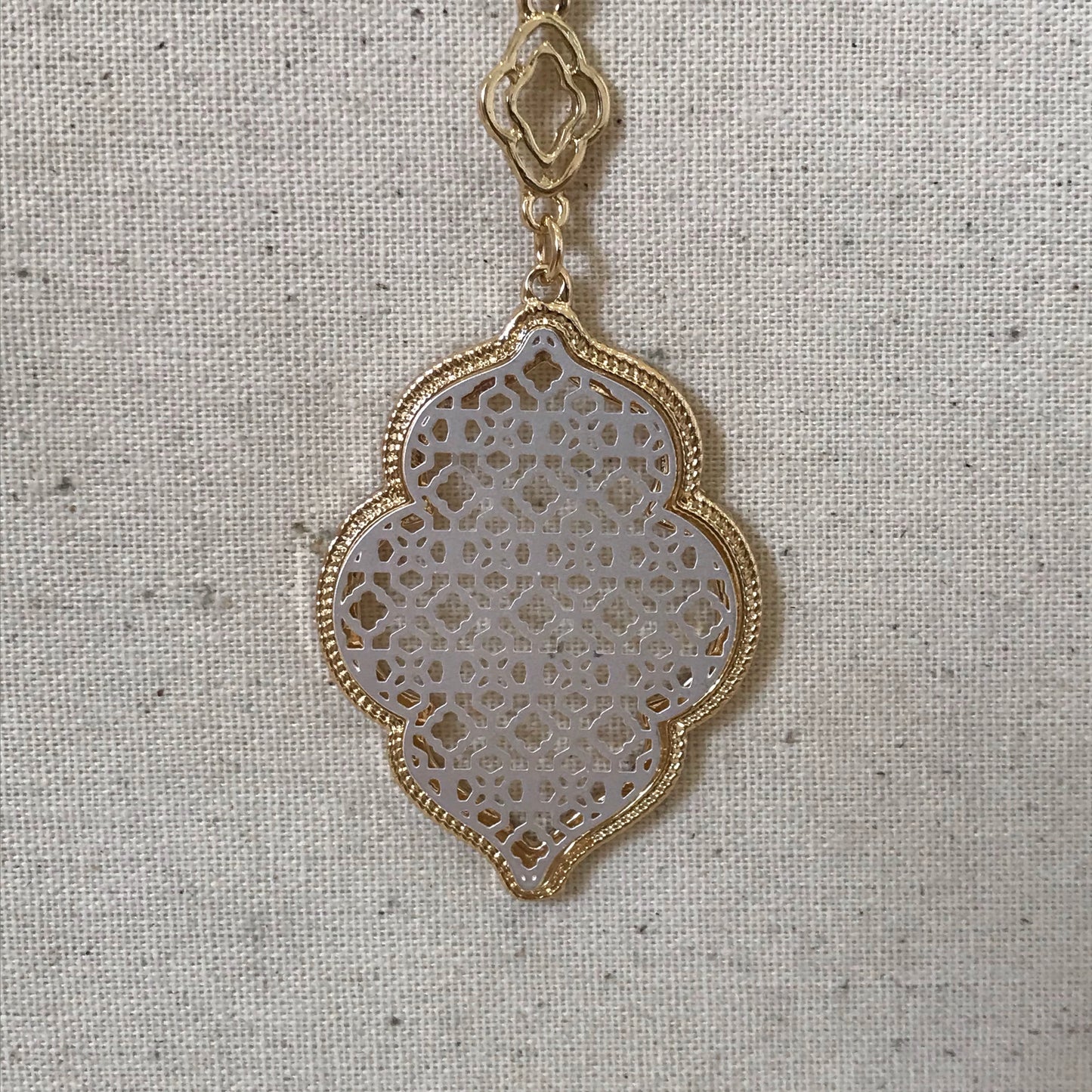 Dainty lace charm gold necklace