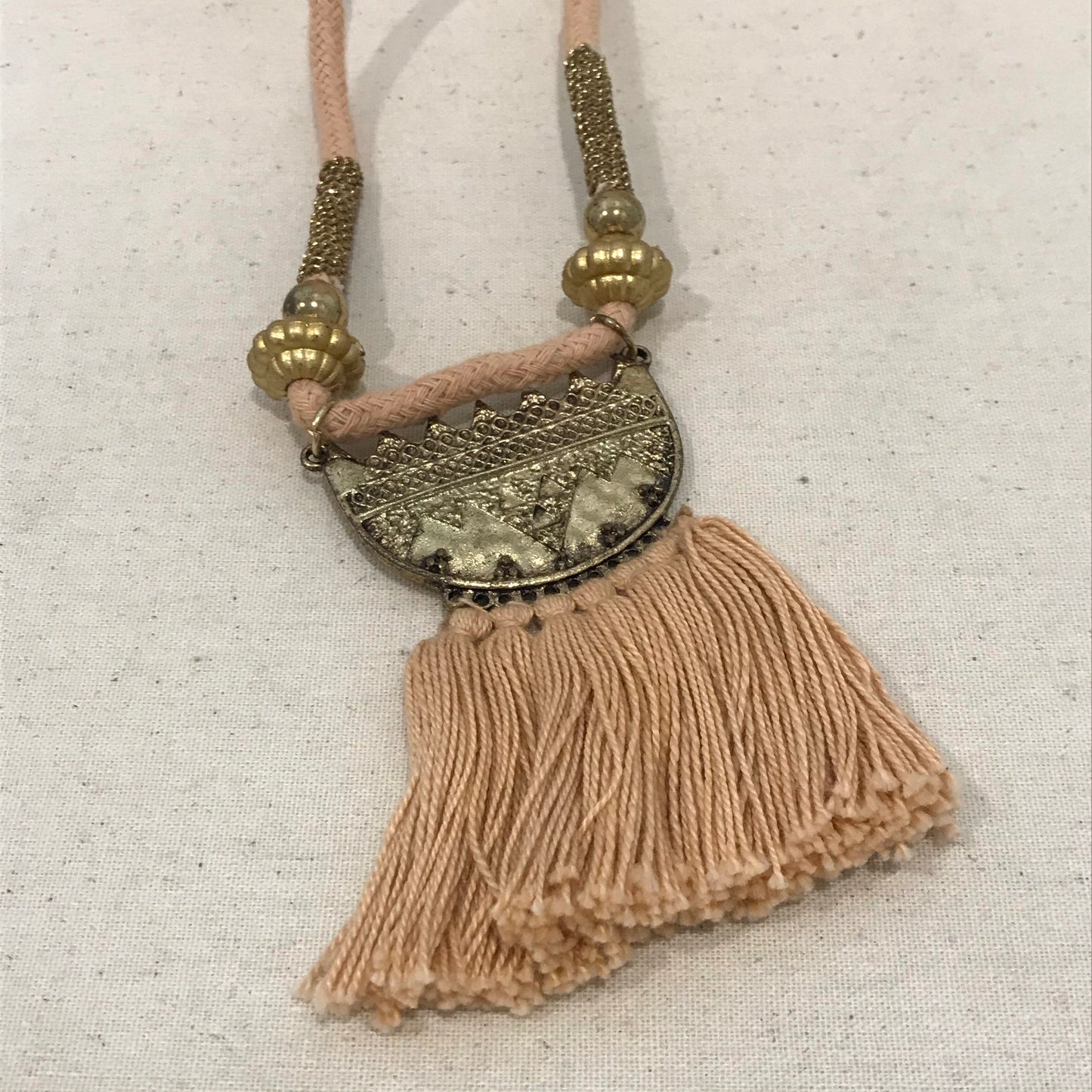 Brown tassel and cord necklace
