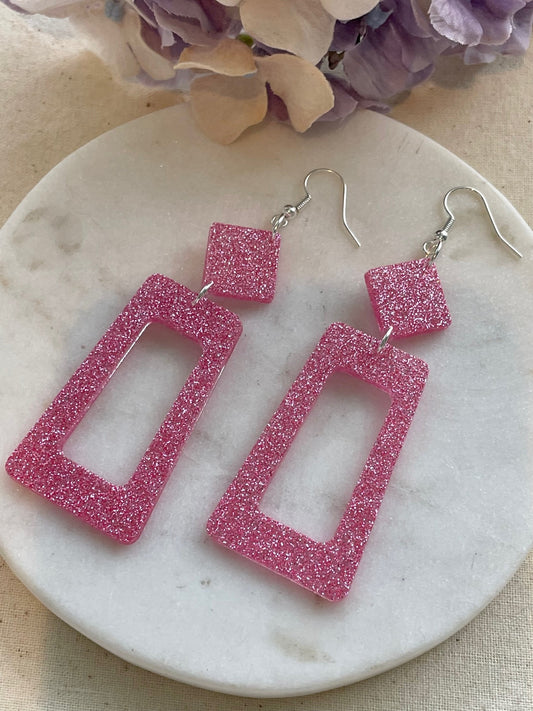 Pretty in pink oblique earrings