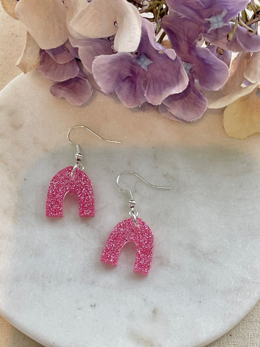 Pretty in pink horse shoe earrings