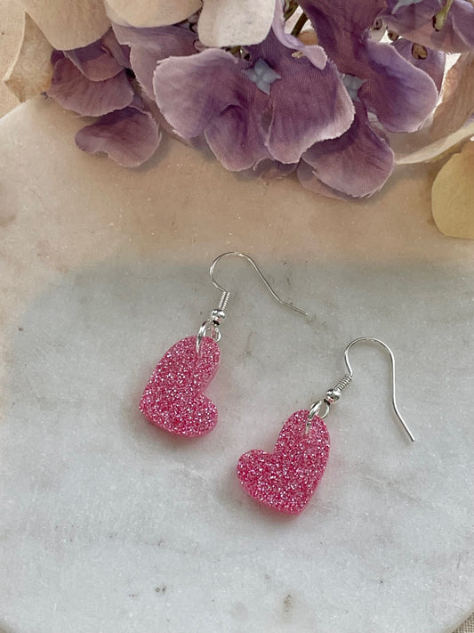 Pretty in pink heart earrings